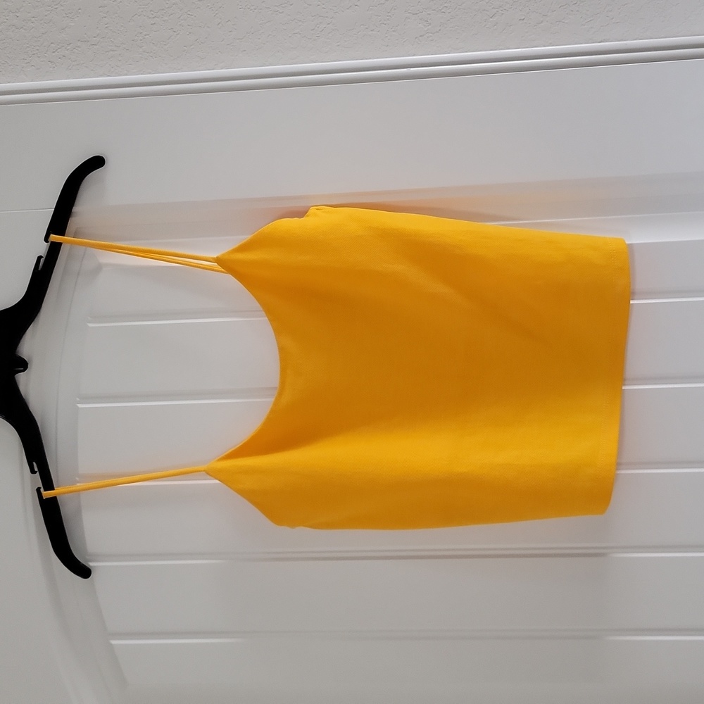 Yellow zara spaghetti stap top